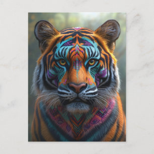 Cartes Pour Fêtes Annuelles Tigre majestueux avec peinture faciale Tribale vib