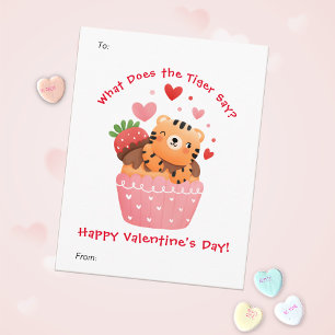 Cartes Pour Fêtes Annuelles Tigre mignonne en Cupcake Custom Kids Saint-Valent