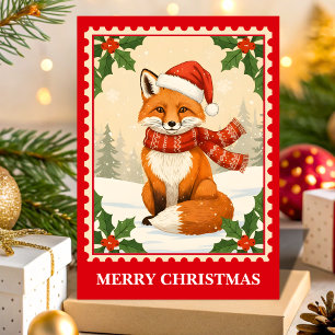 Cartes Pour Fêtes Annuelles Timbre de la poste de Noël Fox rétro