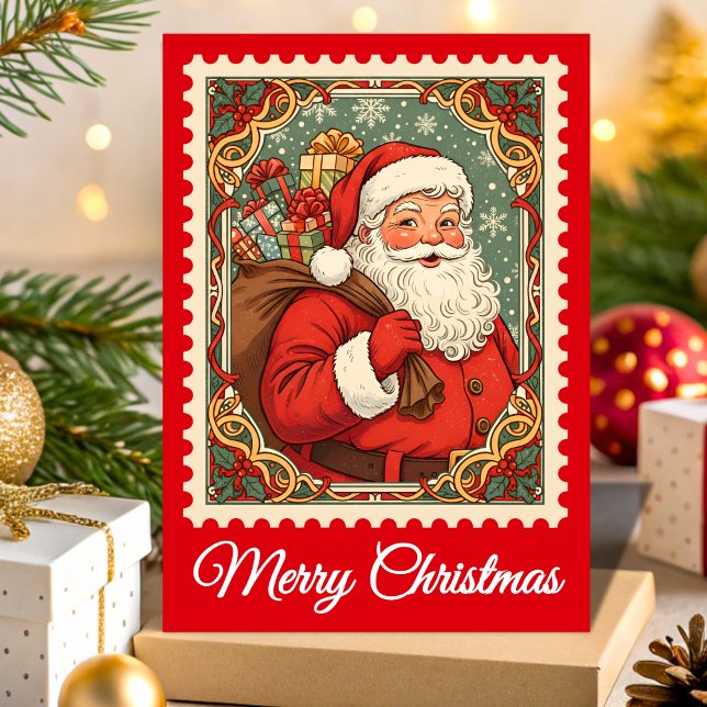 Cartes Pour Fêtes Annuelles Timbre de Noël du Père Noël (Créateur téléchargé)