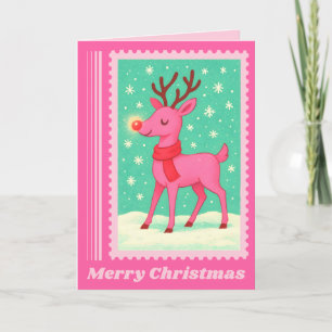 Cartes Pour Fêtes Annuelles Timbre de Noël en roseau rose