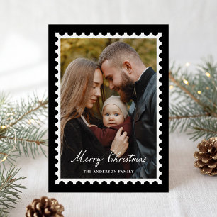 Cartes Pour Fêtes Annuelles Timbre de Noël Noir Classique 5 Photos