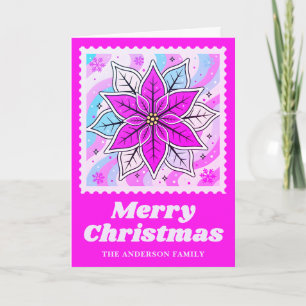 Cartes Pour Fêtes Annuelles Timbre de Noël Poinsettia rose néon
