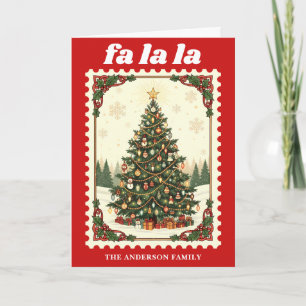 Cartes Pour Fêtes Annuelles Timbre de Noël Rétro Fa La La sur un Arbre