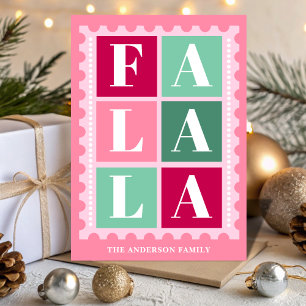 Cartes Pour Fêtes Annuelles Timbre de Noël Rose Fa La La Rétro