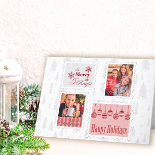 Cartes Pour Fêtes Annuelles Timbre photo personnalisée et arbre de Noël