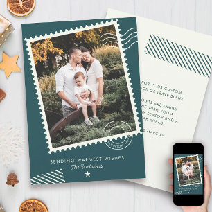 Cartes Pour Fêtes Annuelles Timbre-poste de photo de famille moderne chaleureu