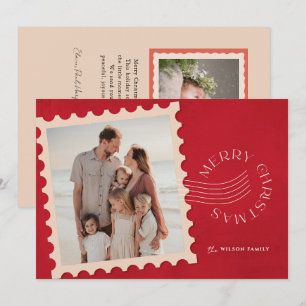 Cartes Pour Fêtes Annuelles Timbre rouge 2 Photo Noël