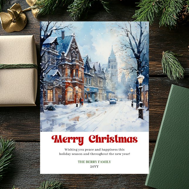 Cartes Pour Fêtes Annuelles Timeless rustic winter scene bold playful festive  (Timeless rustic winter scene bold playful festive card)