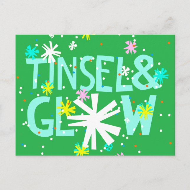 Cartes Pour Fêtes Annuelles Tinsel & Glisser (Devant)