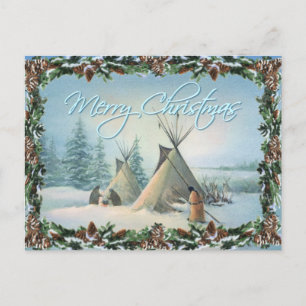 Cartes Pour Fêtes Annuelles TIPI CAMP SQUAW & BOUGHES par SHARON SHARPE
