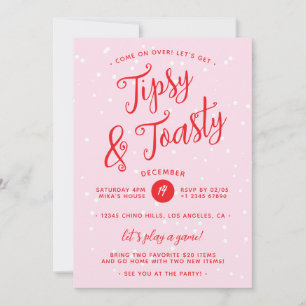 Cartes Pour Fêtes Annuelles Tipsy & Toasty Rose Rouge Noël