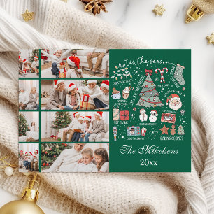 Cartes Pour Fêtes Annuelles Tis Season 8 Photo Retro Green Noël