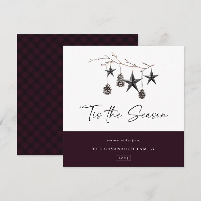 Cartes Pour Fêtes Annuelles 'Tis Season Cosy Nature Holiday Card (Devant / Derrière)