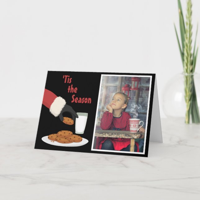 Cartes Pour Fêtes Annuelles 'Tis Season Père Noël et Cookies Photo Noël (Devant)