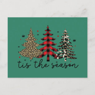 Cartes Pour Fêtes Annuelles "Tis the Season" Plaid Leopard Christmas Trees