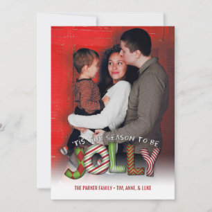 Cartes Pour Fêtes Annuelles Tis The Season To Be Jolly Family Photo