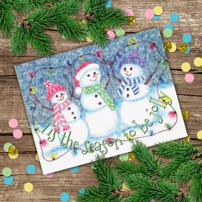 Cartes Pour Fêtes Annuelles Tis The Season To Be Jolly Funny Snowmen (Créateur téléchargé)