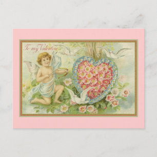 Cartes Pour Fêtes Annuelles To My Valentine Cupid and Floral Heart