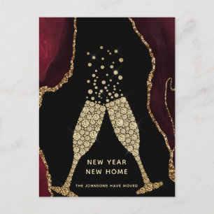 Cartes Pour Fêtes Annuelles Toast de Champagne Nouvel An Nouvelle Maison Bourg