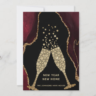 Cartes Pour Fêtes Annuelles Toast de Champagne Nouvel An Nouvelle Maison Bourg
