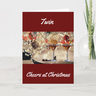 CARTES POUR FÊTES ANNUELLES TOAST DE NOËL TRÈS JOYEUX À MON JUMEAU