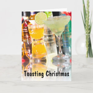 CARTES POUR FÊTES ANNUELLES TOASTING CHRISTMAS="CHEER"VACANCES VOUS TOURNANT