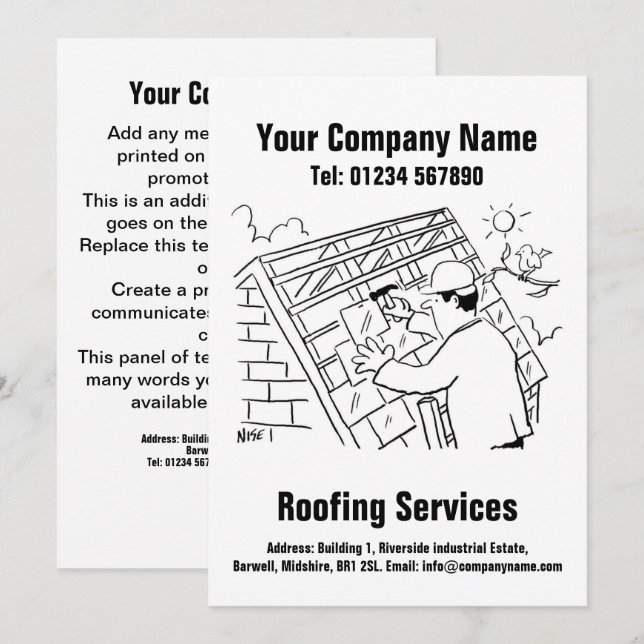 Cartes Pour Fêtes Annuelles Toits et services de toiture Cartoon Design Card (Devant / Derrière)