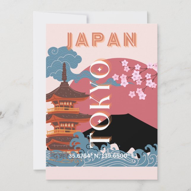 Cartes Pour Fêtes Annuelles Tokyo Japan Travel Art, Retro Travel Art (Devant)
