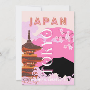 Cartes Pour Fêtes Annuelles Tokyo Japan Travel Art, Retro Travel Art, Rose