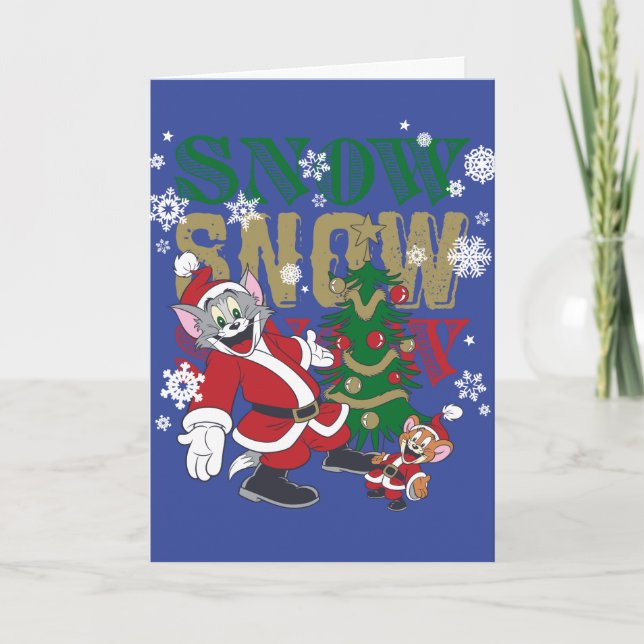 Cartes Pour Fêtes Annuelles Tom et Jerry Santas By The Tree (Devant)
