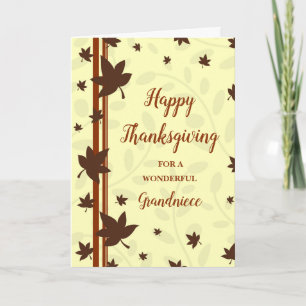 Cartes Pour Fêtes Annuelles Tombe Feuilles Bon thanksgiving grand-nièce