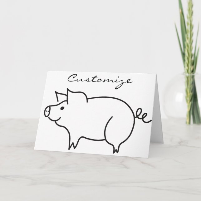 Cartes Pour Fêtes Annuelles Tonnerre d'animal de porc (Devant)