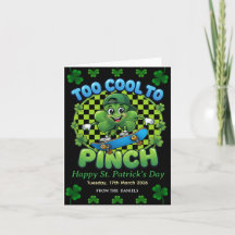 Too Cool to Pinch Skateboard Shamrock St. Patricks