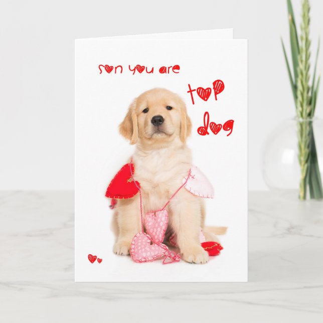 Cartes Pour Fêtes Annuelles Top Chien Son Golden Retriever Chien Chien Valenti (Devant)