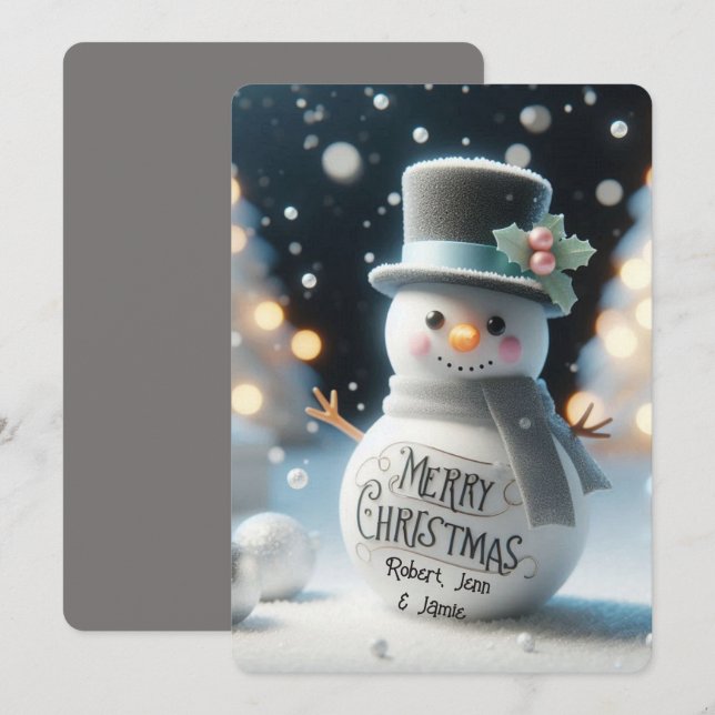 Cartes Pour Fêtes Annuelles Top Hat Snowman (Devant / Derrière)