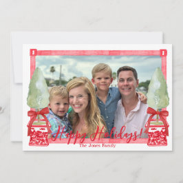 Cartes Pour Fêtes Annuelles Topiaire en chinoiserie rouge et blanc