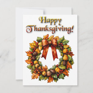 Cartes Pour Fêtes Annuelles Topographie de couronne de Thanksgiving à l'aquare