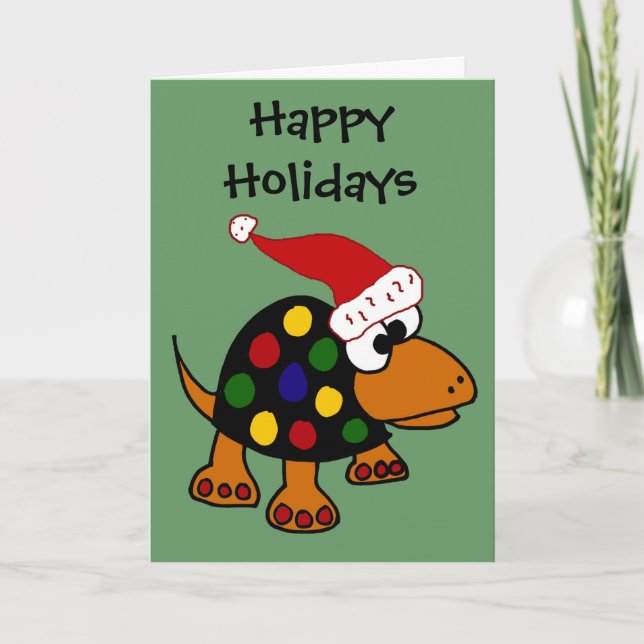 Cartes Pour Fêtes Annuelles Tortue amusante à Santa Hat Art de Noël (Devant)