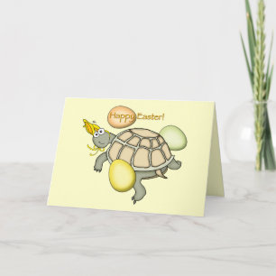 Cartes Pour Fêtes Annuelles Tortue caricaturale lapin de Pâques !