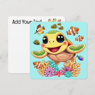Cartes Pour Fêtes Annuelles Tortue de mer Bébé heureux et mignonne personnage