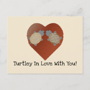 Cartes Pour Fêtes Annuelles Tortues mignonnes avec un fond de coeur
