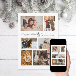 Cartes Pour Fêtes Annuelles Touche de Holly Minimal Photo Collage Happy