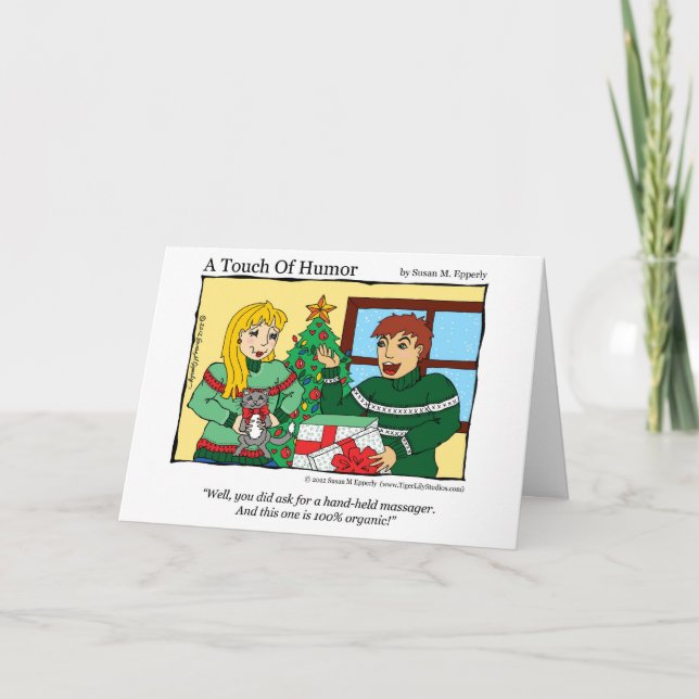 Cartes Pour Fêtes Annuelles "Touche d'Humour" Massage à main / Comique de chat (Devant)