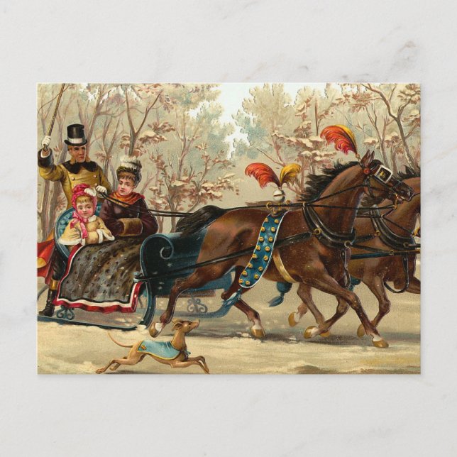 Cartes Pour Fêtes Annuelles "Tour de Sleigh de Noël " (Devant)