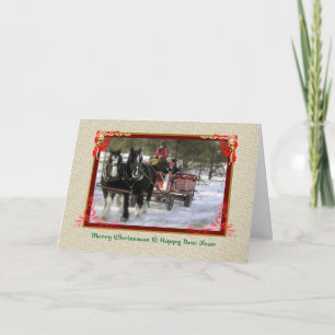 Cartes Pour Fêtes Annuelles Tour de Sleigh d'hiver, Joyeux Noël, nouveau Yea