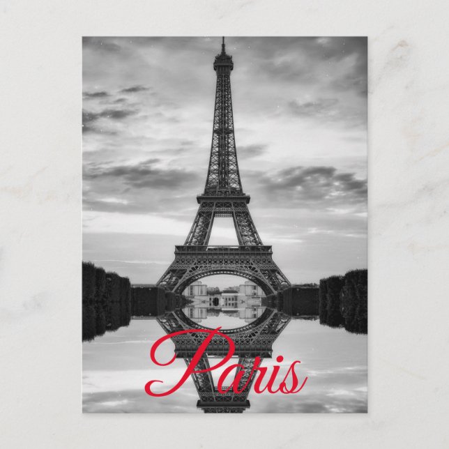 Cartes Pour Fêtes Annuelles Tour Eiffel Noir Blanc Paris Voyage en Europe (Devant)