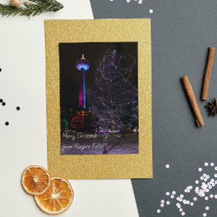Cartes Pour Fêtes Annuelles Tour Skylon de Niagara Falls avec feux de Noël