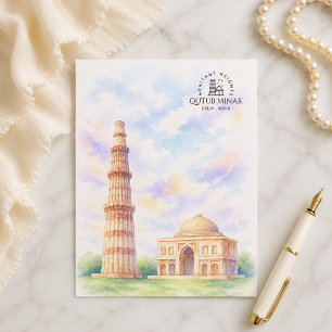 Cartes Pour Fêtes Annuelles Tourbe de Qutub Minar Delhi, Inde Monument emblé