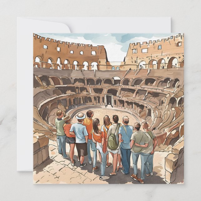 Cartes Pour Fêtes Annuelles Touristes au Colisée de Rome (Devant)